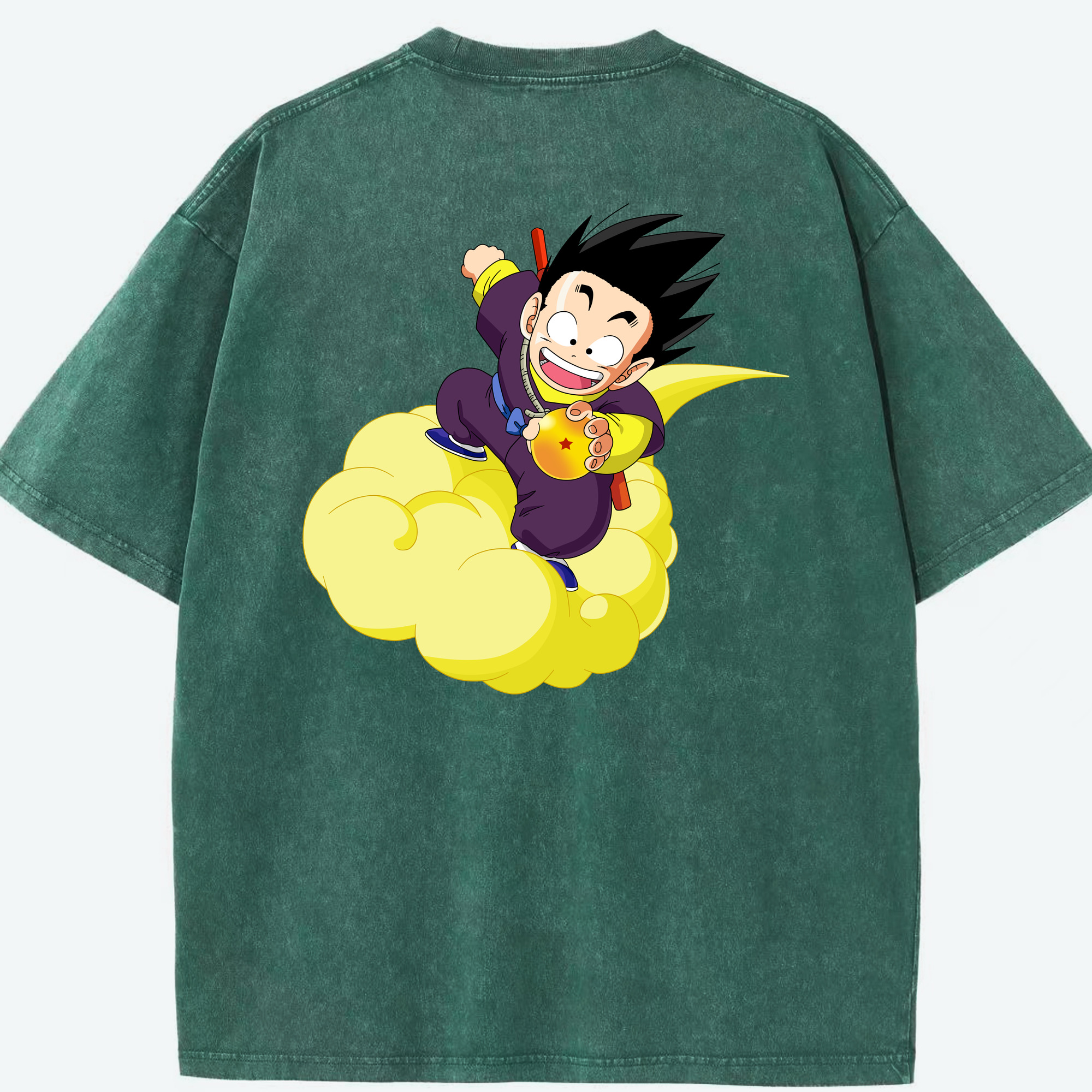 （画像用） ドラゴンボール 孫悟空（そん ごくう）Son Goku カカロット DRAGON BALL Kakarotto 綿100% ヴィンテージ風 半袖Tシャツ（背面プリント）